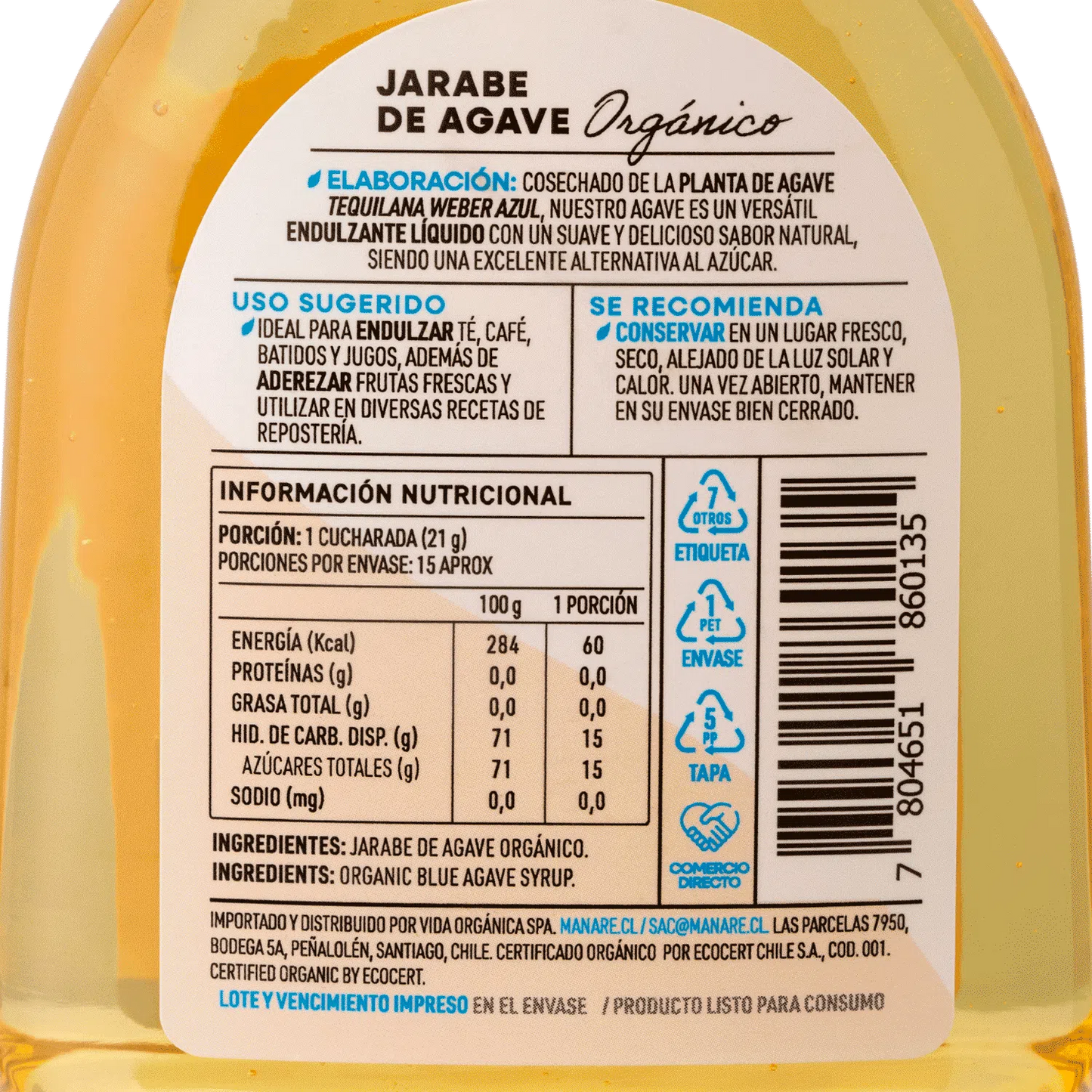 JARABE DE AGAVE ORGÁNICO - MANARE