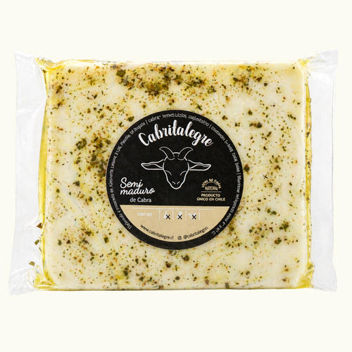 QUESO DE CABRA SEMI MADURO CON ACEITE DE OLIVA Y ORÉGANO 200 GRS