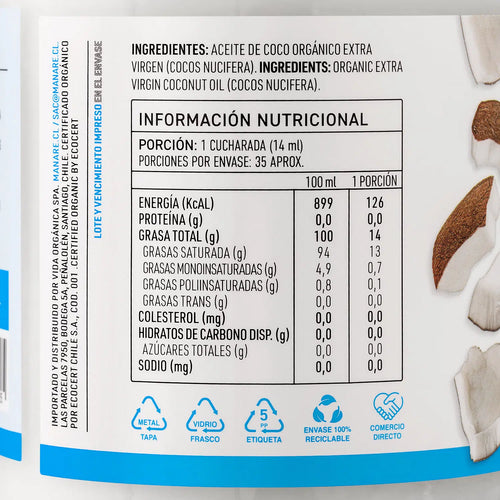 ACEITE DE COCO ORGÁNICO - MANARE