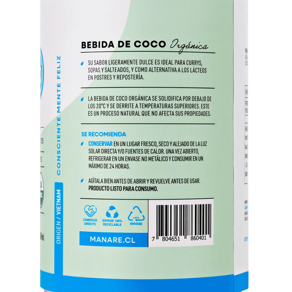 BEBIDA DE COCO ORGÁNICA - MANARE