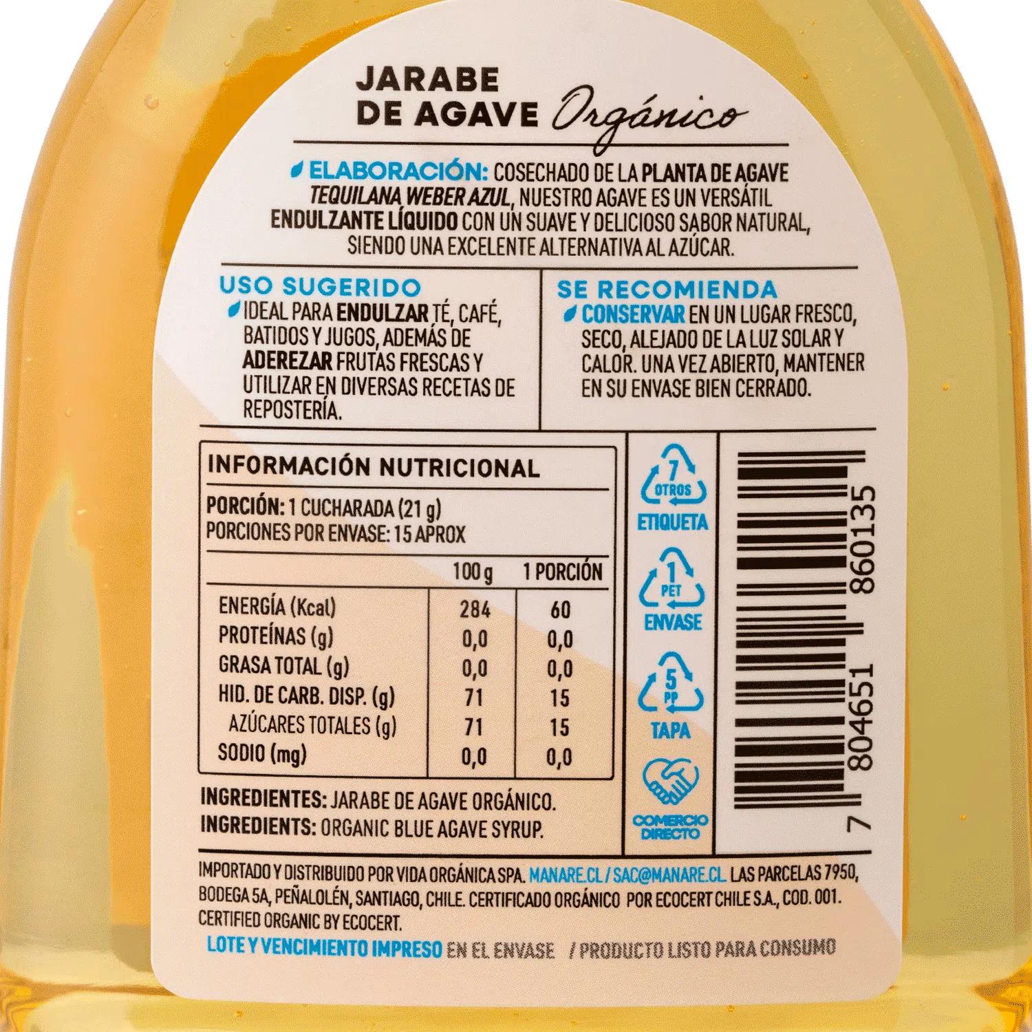 JARABE DE AGAVE ORGÁNICO - MANARE